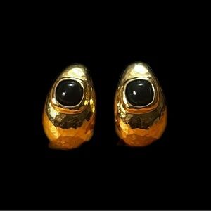 Signed MONET half hoop clip on earrings